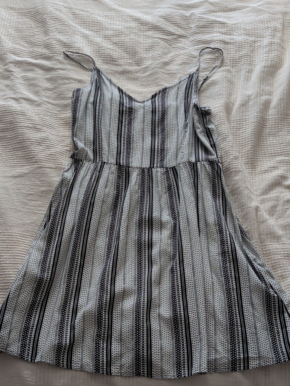 H&M Black and White Striped Spaghetti Strap Mini Dress